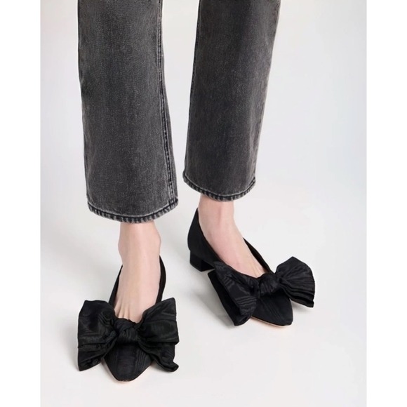 Loeffler Randall Shoes - NEW Loeffler Randall Black Noa Grosgrain Bow Pointed Toe Block Heel Pumps 9.5 B